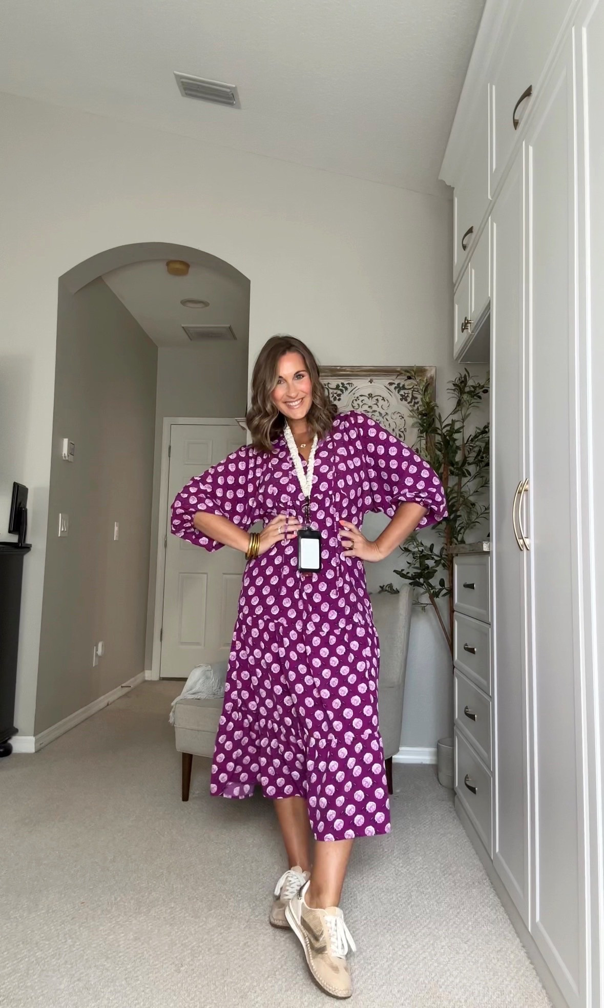 The cutest teacher outfit for heading back to the classroom! 💜 This printed midi dress is comfortable and lightweight!

Teacher outfit, fall, summer, vacation outfit

#LTKootd #LTKSaleAlert #LTKSeasonal