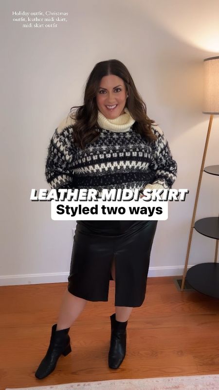 Love these two outfits for the holidays! 

Leather midi skirt, leather midi skirt outfit 

XL turtleneck 
L cardigan 
14 skirt 



#LTKmidsize #LTKHoliday #LTKSeasonal