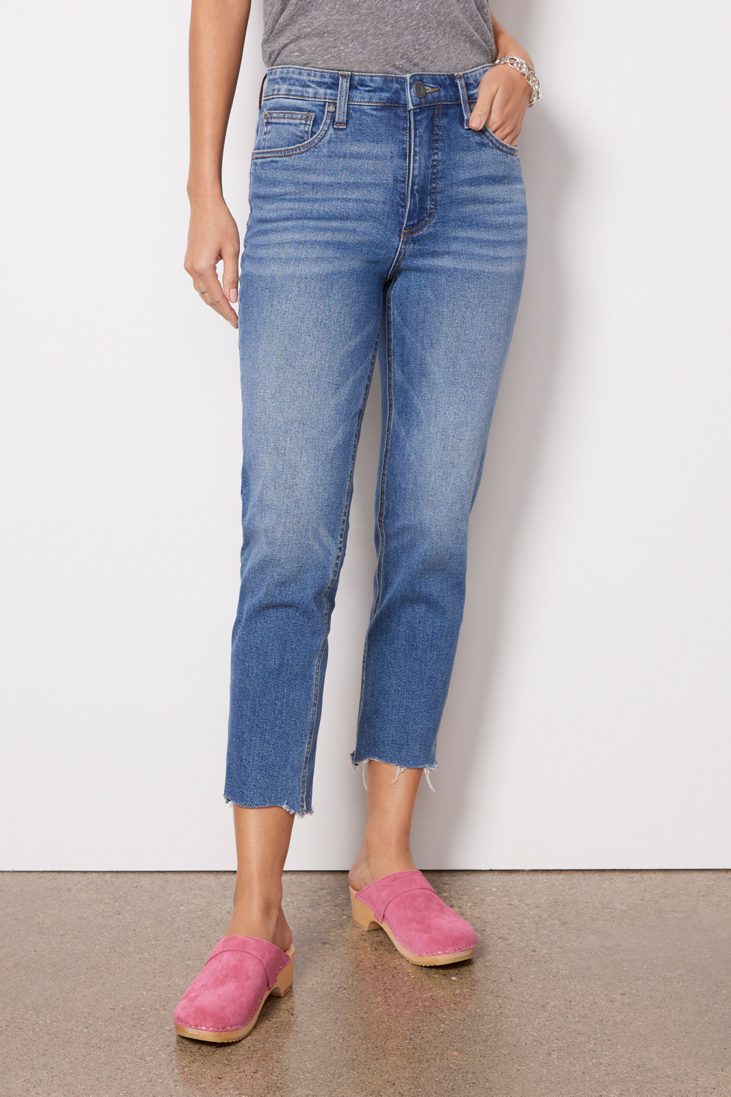 KUT FROM THE KLOTH Rachael High Rise Fab Ab Mom Raw Hem | EVEREVE | Evereve