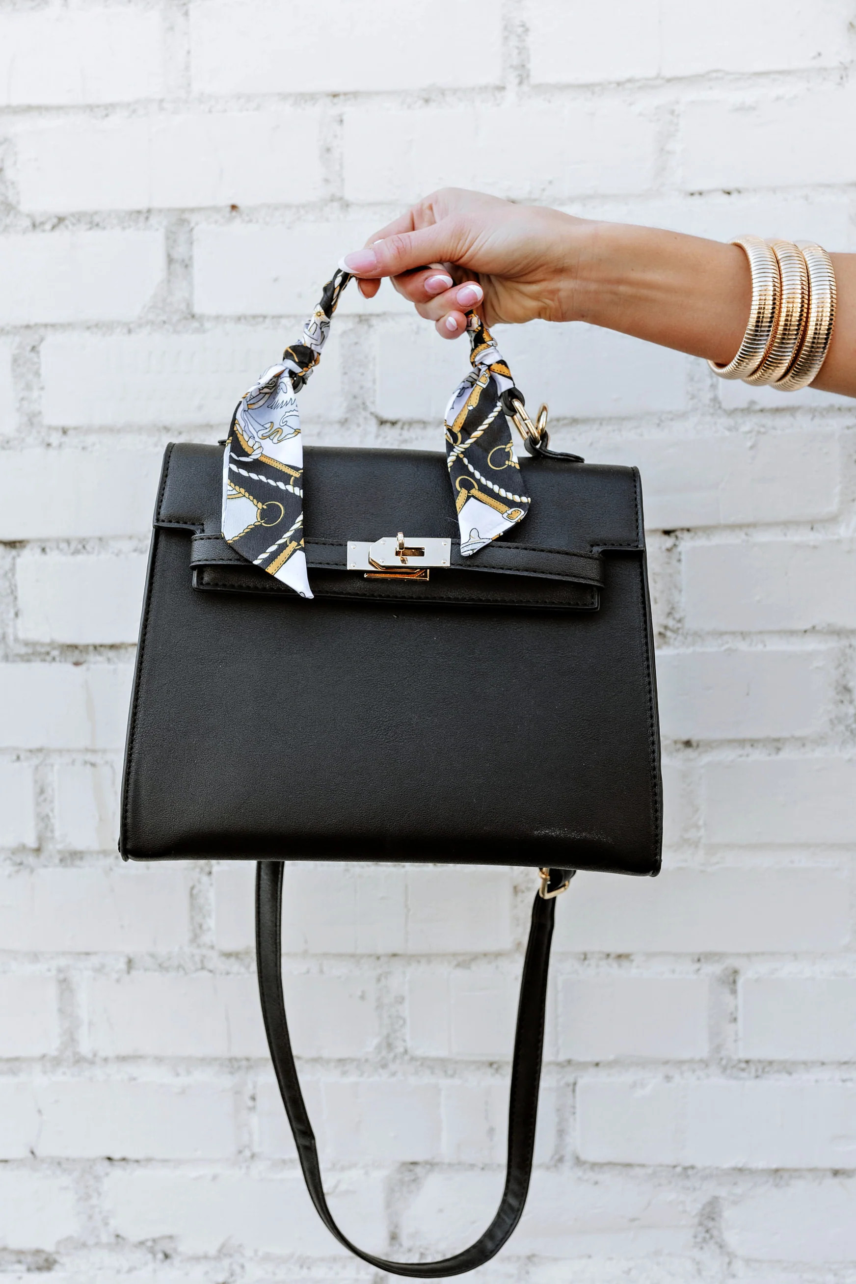 BACK IN STOCK!! Icon Structured Top handle Purse in Black | Glitzy Bella