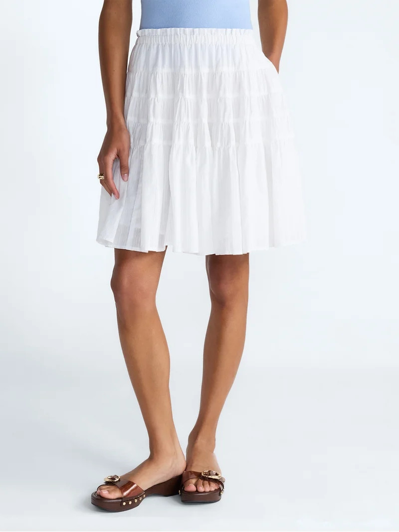 Scoop Women’s Tiered Cotton Skirt, Sizes XS-4X | Walmart (US)