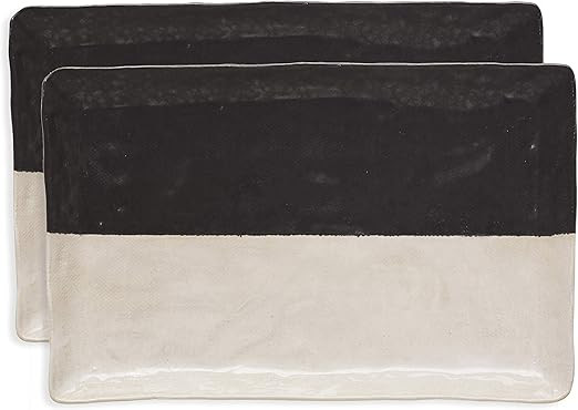 Amazon.com: Creative Co-Op Set of 2, 14" L Stoneware Plate W/Reactive Glaze, Black/White Servewar... | Amazon (US)