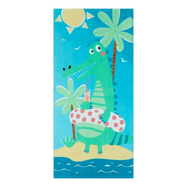Mainstays Alligator Velour Beach Towel, Multi-Color, 60”L x 28”W | Walmart (US)