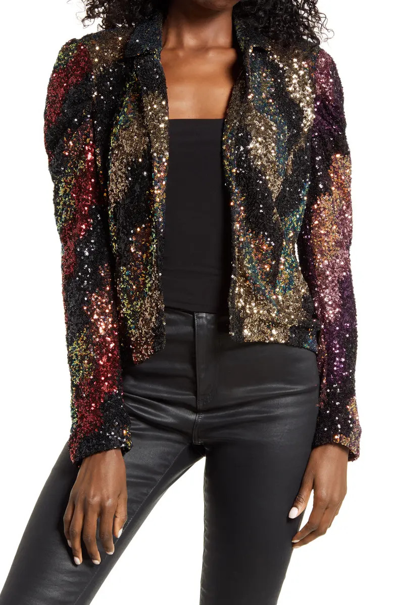 Puff Sleeve Sequin Blazer | Nordstrom