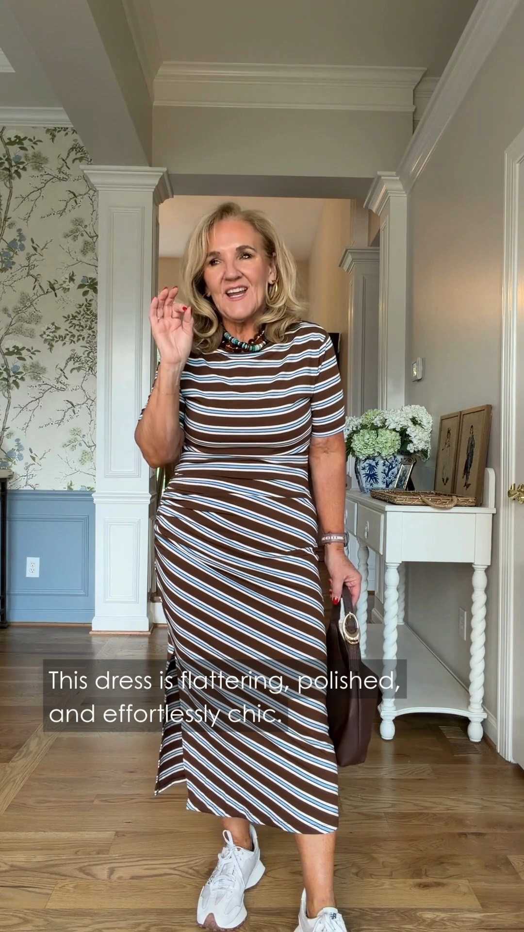 This brown striped midi dress is flattering, comfortable, and so easy to style. I love it with white sneakers for a casual, polished look that works for everyday wear.

💡 LTK MADE EASY
❤️ Heart = Support my posts!
🔖 Save = Get sale & restock alerts
📋 Lists = Keep favorites organized
📲 Share = Send lists and products to a friend. Hello, Christmas List!
💬 Comment = Ask me anything about what I'm wearing.:-)

#LTKootd #LTKdayinmylife #LTKOver40