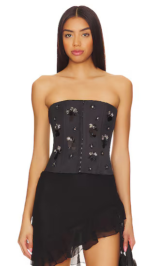 Embellished Satin Corset in Black | Revolve Clothing (Global)