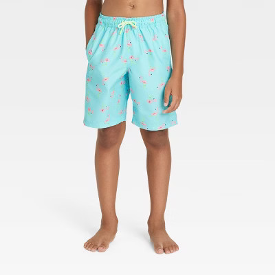 Boys' Flamingo Swim Trunks - Cat & Jack™ Turquoise Blue | Target