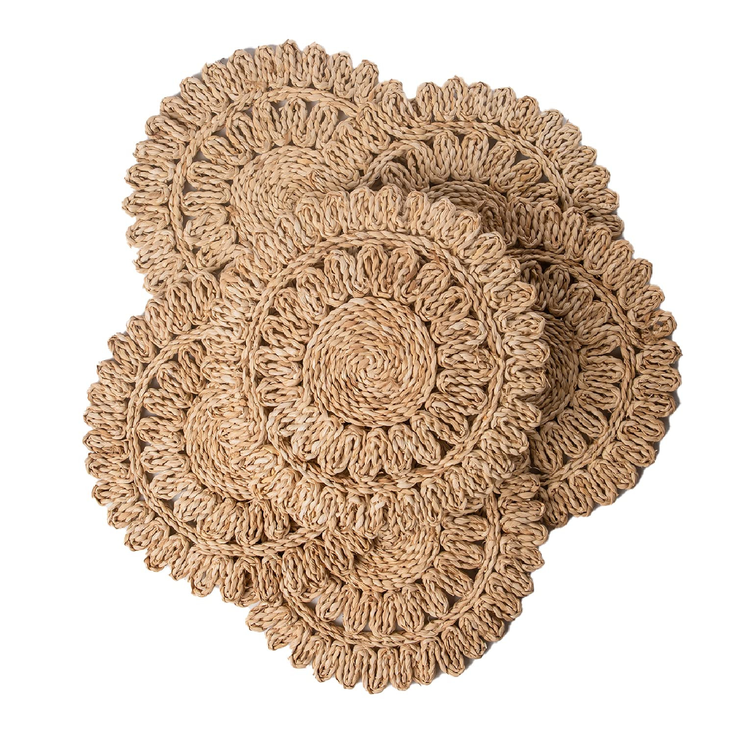 13.8" Round Corn Husk Placemats Set of 6 | Boho Wicker Rattan Woven Table Mats | Farmhouse Spring... | Amazon (US)