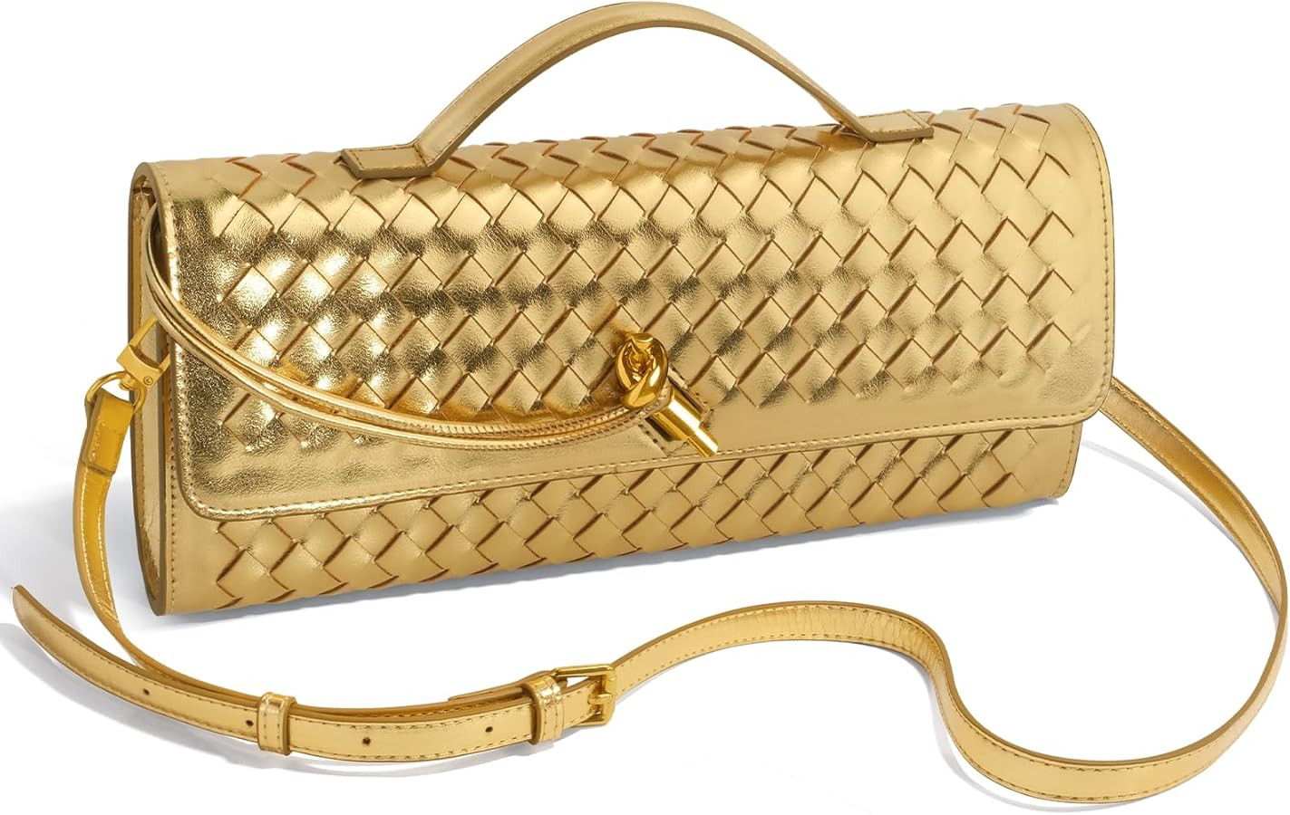 Woven Clutch Purses for Women, Formal Satchel Leather Evening Bag Shoulder Handbag | Amazon (US)