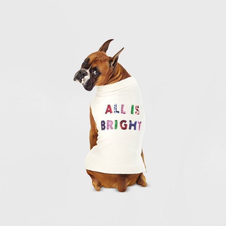 All is Bright Dog and Cat Sequin Sweater - Cream - Wondershop™ | Target