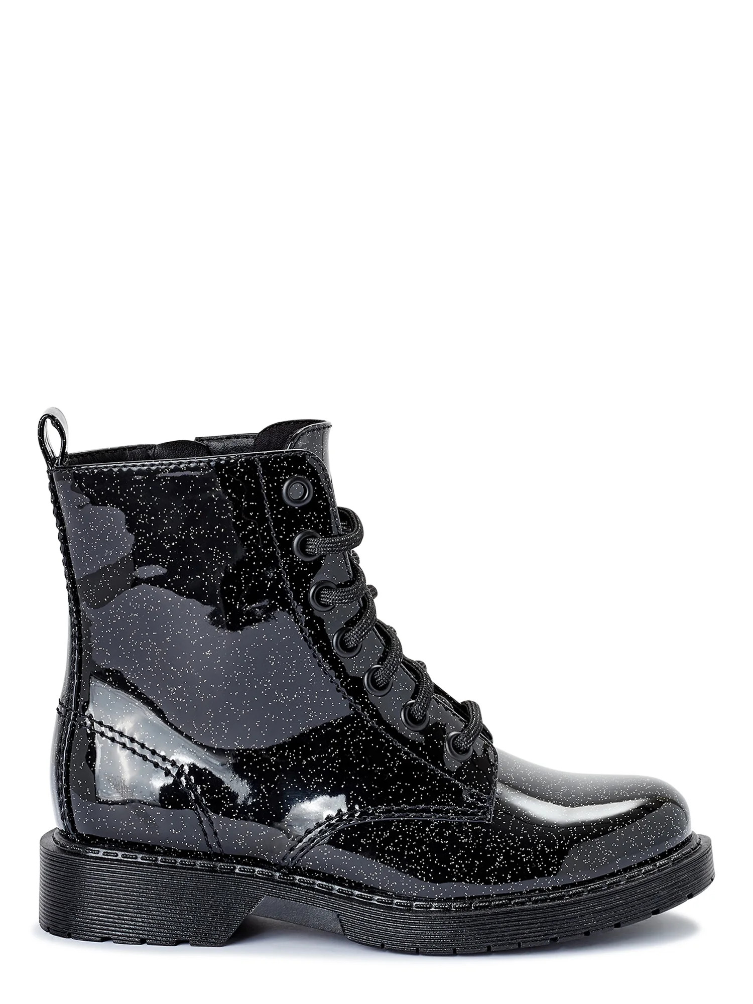 Wonder Nation Little & Big Girl Patent Lace-up Fashion Moto Boot | Walmart (US)