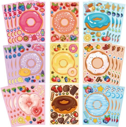 36 Sheets Donut Build Your Own Stickers for Kids, Waterproof Designs for Party Favors & Crafts, D... | Amazon (US)