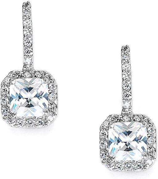Mariell Art Deco Radiant-Cut Cubic Zirconia Bridal Dangle Earrings - Vintage Wedding CZ Drop Earr... | Amazon (US)