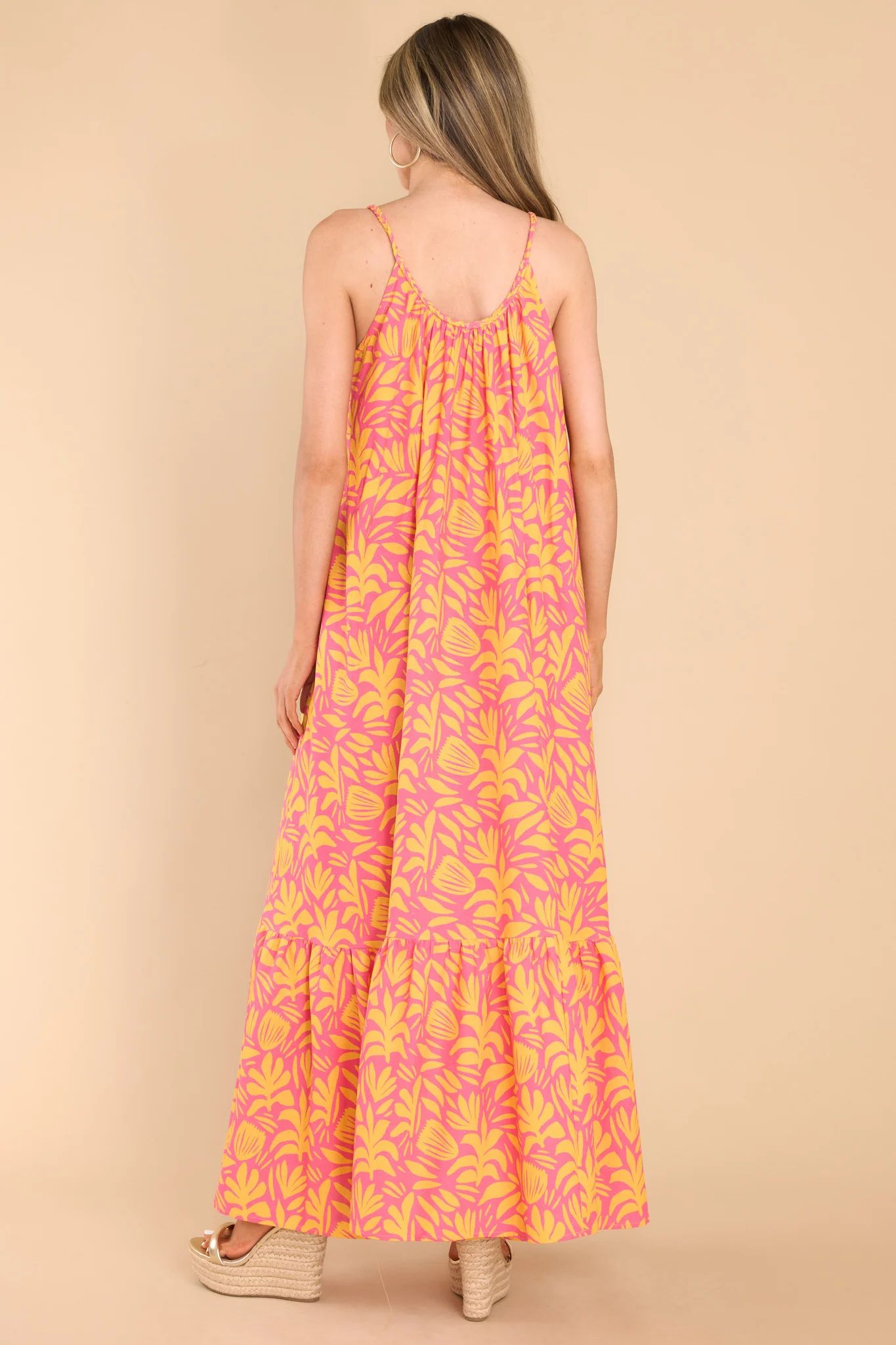 The Game Is On Pink Multi Print Maxi Dress | Red Dress 