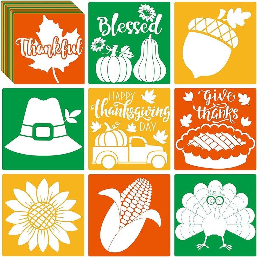 Amazon.com: 36 PCS Thanksgiving Drawing Painting Stencils for Kids 8 Inches Fall Drawing Stencil ... | Amazon (US)