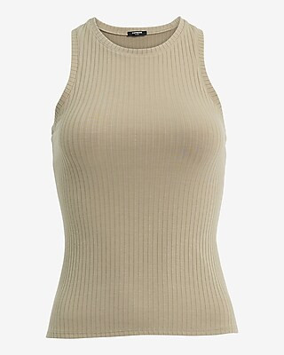 Fitted Ribbed High Neck Tank | Express