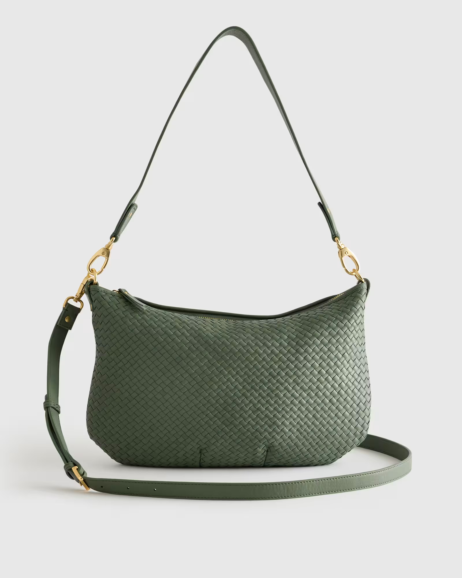 Italian Leather Convertible Crescent Handwoven Shoulder Bag | Quince