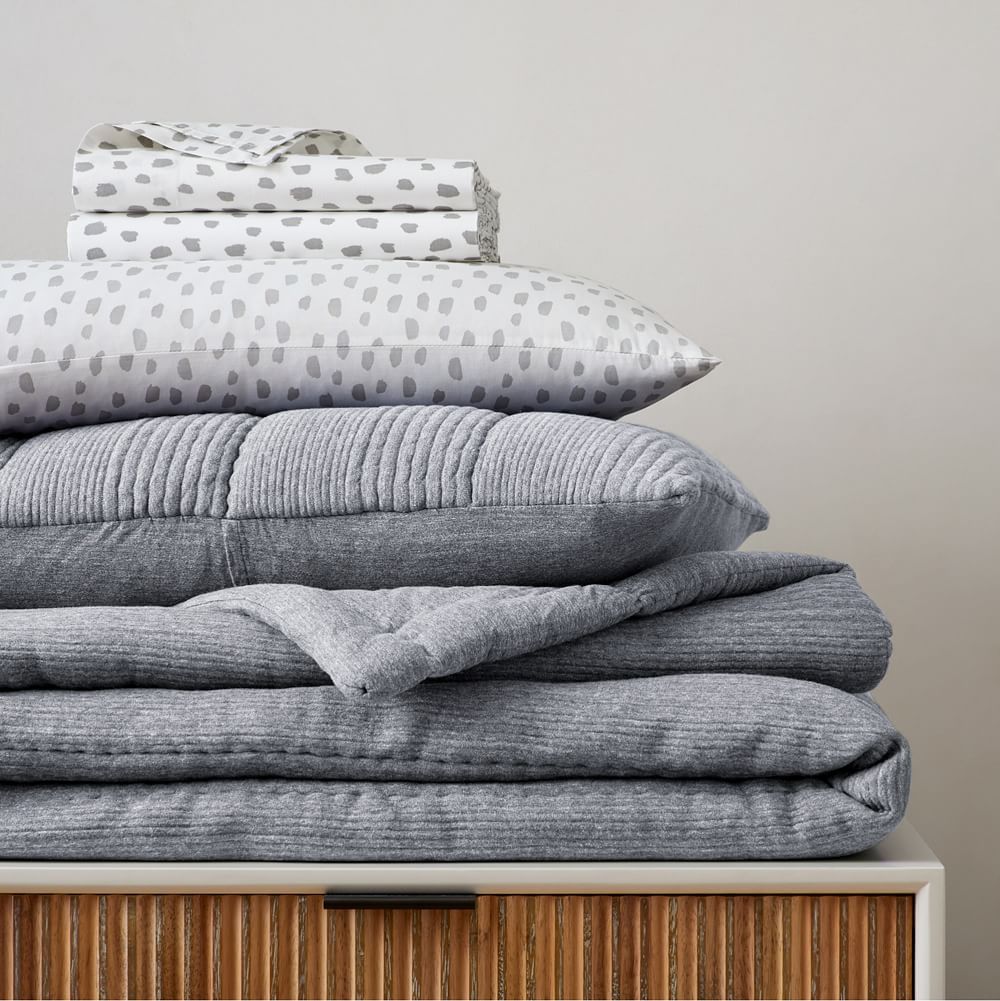 Build Your Own Set - Jersey Linear Cloud Comforter &amp; Brushstroke Dot Sheet Set | West Elm (US)