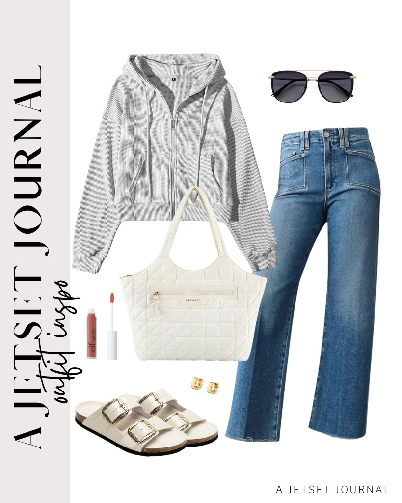 The next combination is about sleek, modern coordination. The cropped hoodie and Astylish’s pants pair nicely with BAGSMART’s tote bag and these leather flat sandals. You can finish this look with SOJOS retro aviator sunnies, classic hoops, and e.l.f. Lip Lacquer.

#LTKSeasonal #LTKSaleAlert #LTKTravel 

 
