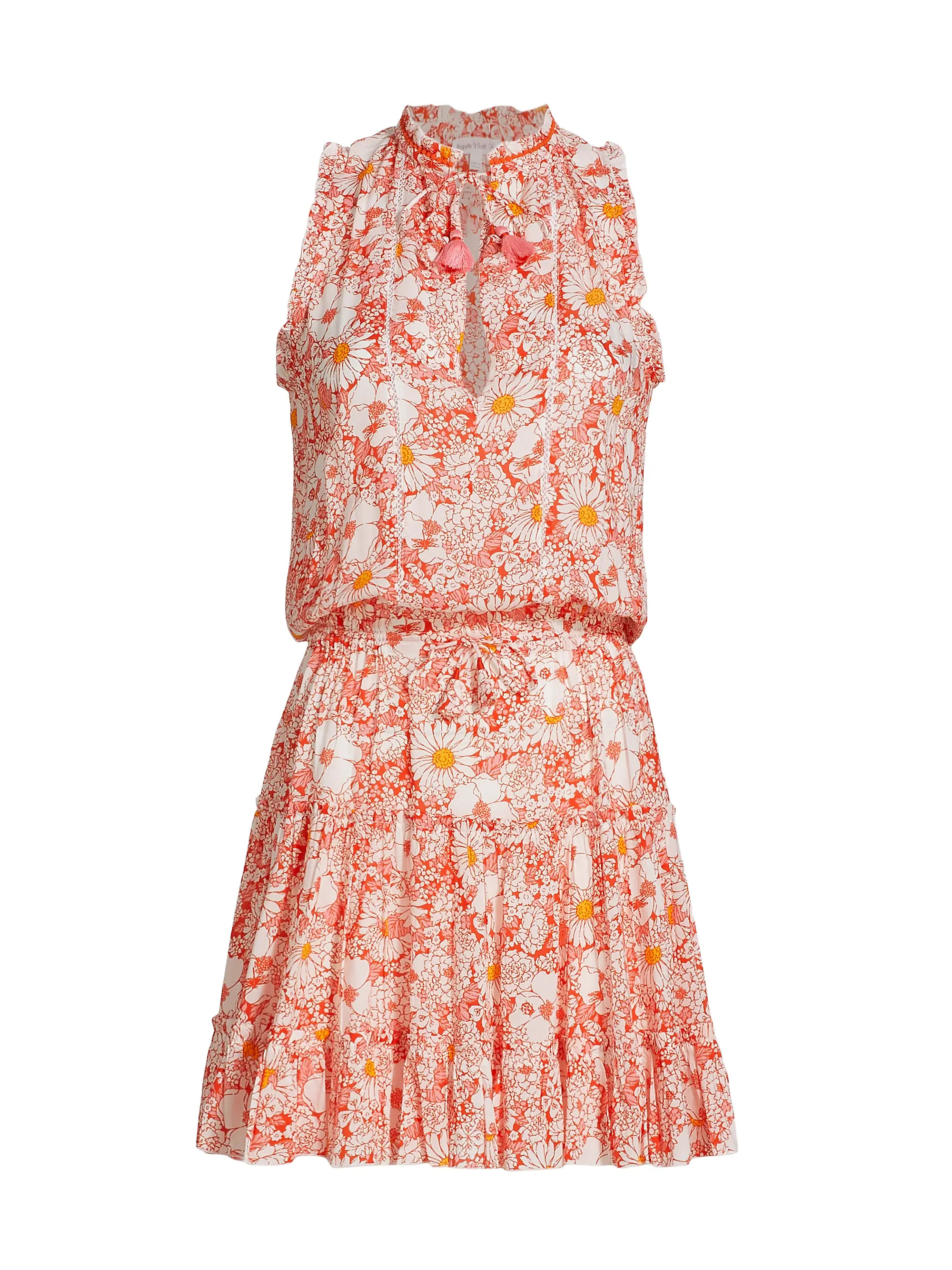 Shop Poupette St Barth Clara Floral Self-Tie Minidress | Saks Fifth Avenue | Saks Fifth Avenue