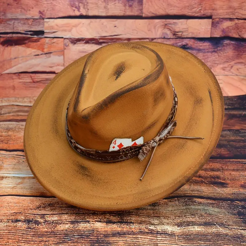 Vintage Distressed Fedora Hats Classic Poker Strap Decor Western Felt Hats Lightweight Unisex Fed... | Temu Affiliate Program