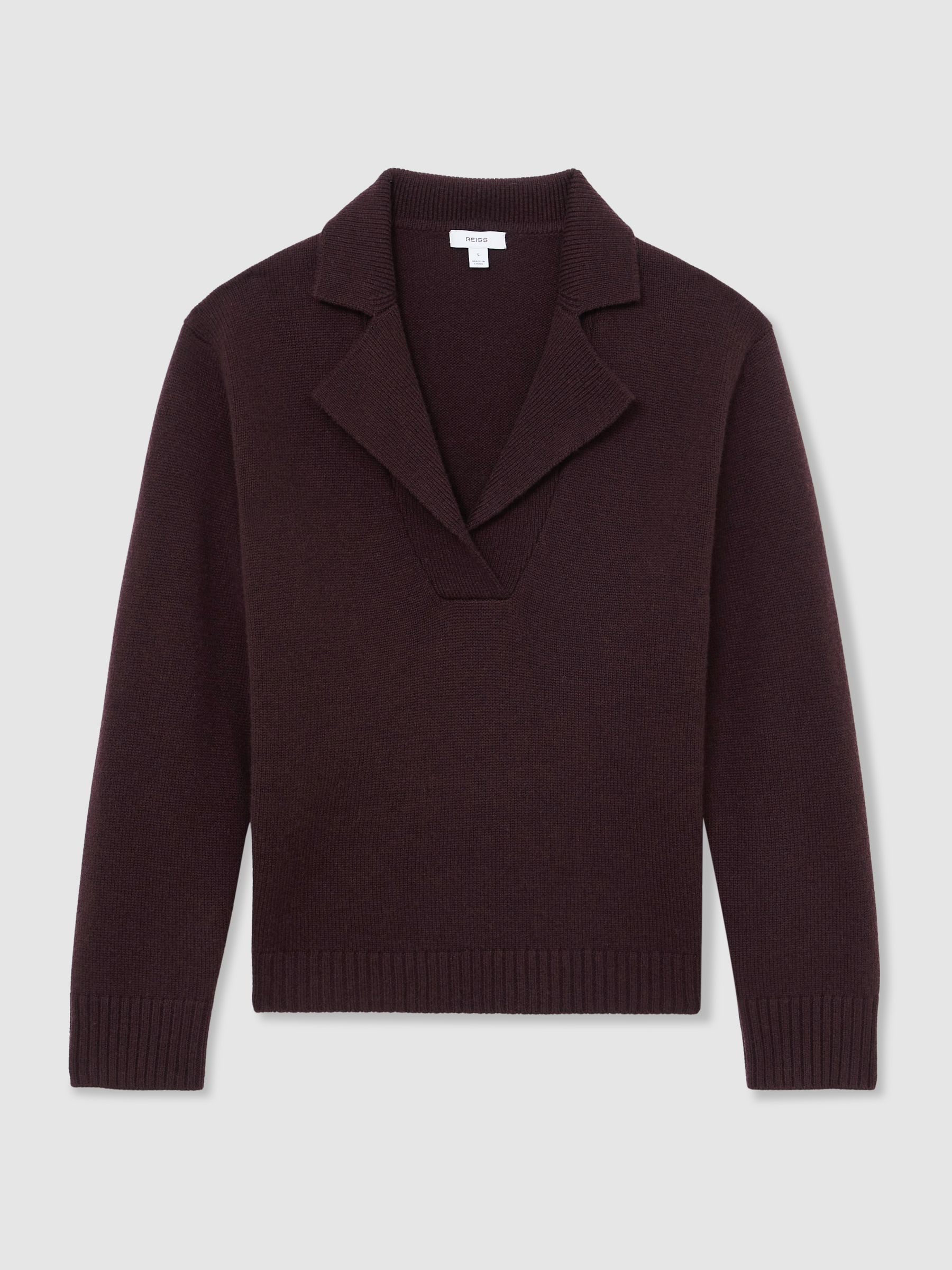 Reiss Wool-Cashmere Collared Knit Jumper in Plum Purple - REISS | Reiss UK