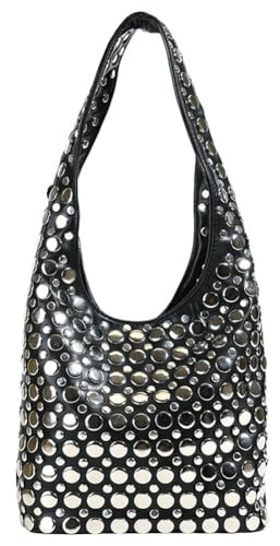 Y2k 90s Crescent Hobo Bags Women Trendy Studded PU Leather Shoulder Crossbody Purse Punk Underarm... | Amazon (US)