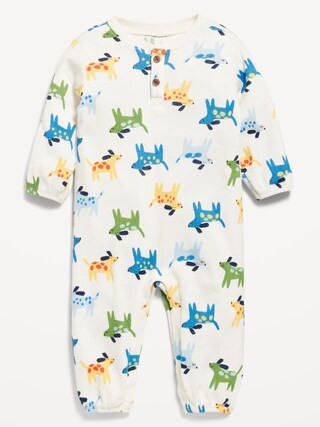 Printed Waffle-Knit Henley One-Piece for Baby | Old Navy (US)