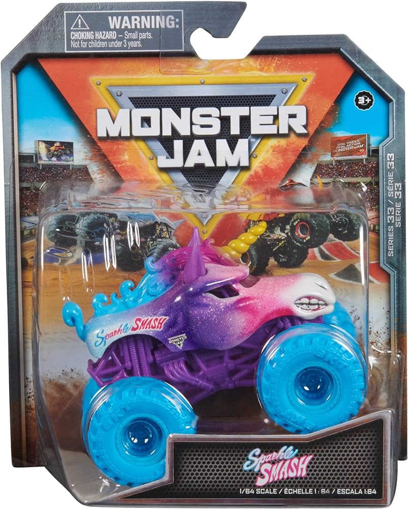 Monster Jam, Official Sparkle Smash Monster Truck, Die-Cast Vehicle, 1:64 Scale, Kids Toys for Bo... | Amazon (US)