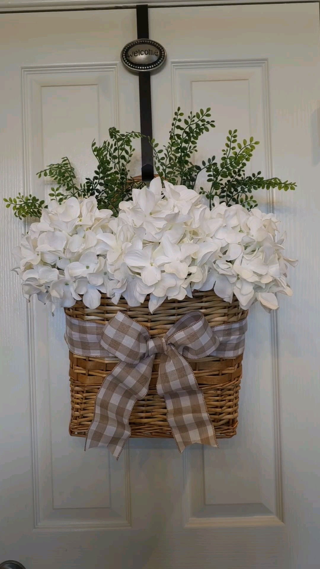 Spring decor cottage basket door hanger.  Spring/ kitchen/ pantry door/ baskets/ cottage/ hydrangeas/ florals/ front door

#LTKHome #LTKSeasonal #LTKSaleAlert