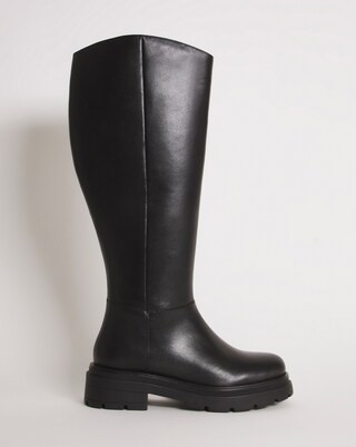 Callia Leather Straight Knee High Boots Extra Wide EEE Fit Super Curvy Calf | Simply Be (UK)