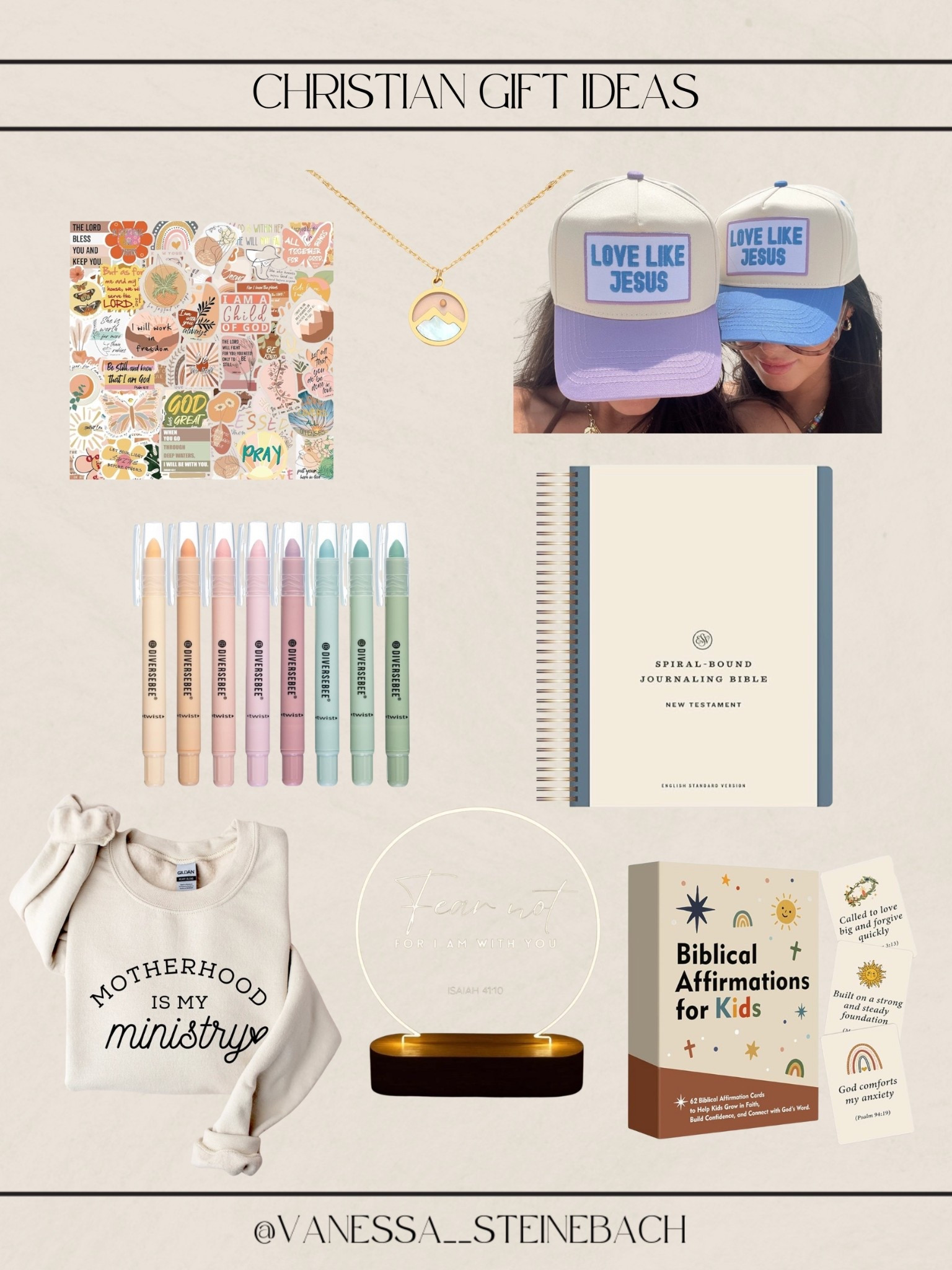 Christian gift ideas, Christmas gift ideas, girl friend gift ideas, Bible, Bible study,
Christian hat, Christian stickers, motherhood is ministry, affirmations for kids, journaling Bible 

#LTKGiftGuide #LTKHoliday