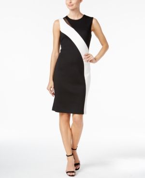 Calvin Klein Colorblocked Scuba Sheath Dress | Macys (US)
