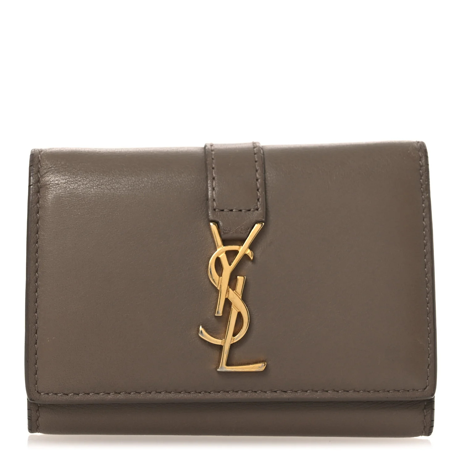 Saint Laurent Smooth Calfskin Monogram Key Case Dark Beige 1759061 | FASHIONPHILE (US)