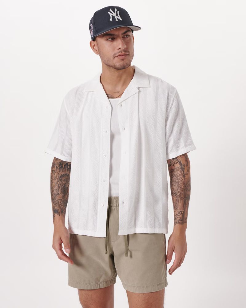 Camp Collar Seersucker Button-Up Shirt | Abercrombie & Fitch (US)