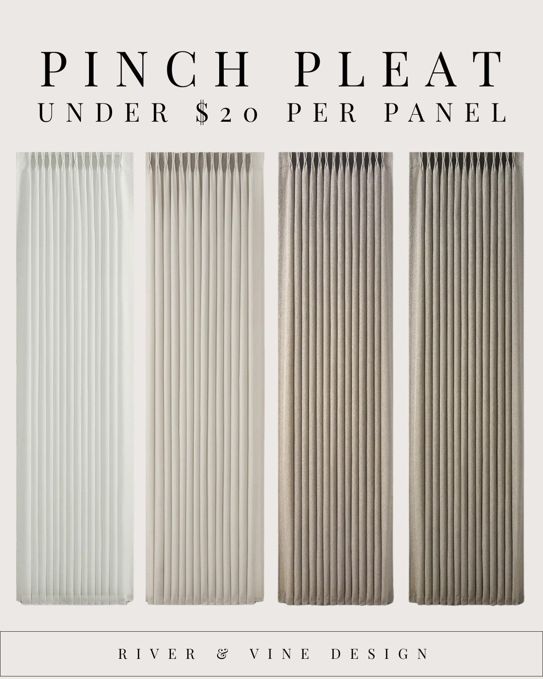 Pinch pleat curtains instantly make a room feel custom — but they usually come with a custom price tag. These don’t.

These panels give you that tailored, designer look for under $20 per panel, and yes — they’re all from Amazon. Same elevated drape, clean pleats, and full look without paying hundreds for window treatments.

Why these work so well:
• Pinch pleats add height and structure (your ceilings will look taller)
• The fabric hangs properly instead of feeling stiff or flimsy
• Neutral tones work with almost any space — modern, classic, or transitional

If your room feels unfinished, nine times out of ten it’s the curtains. This is one of the fastest, most affordable upgrades you can make.

I linked all of these Amazon finds so you can measure, choose your color, and upgrade your windows without overthinking it.

👉 Tap to shop the panels
👉 Save this for your next room refresh
👉 Designer look, budget price 

 #LTKSeasonal #LTKHome