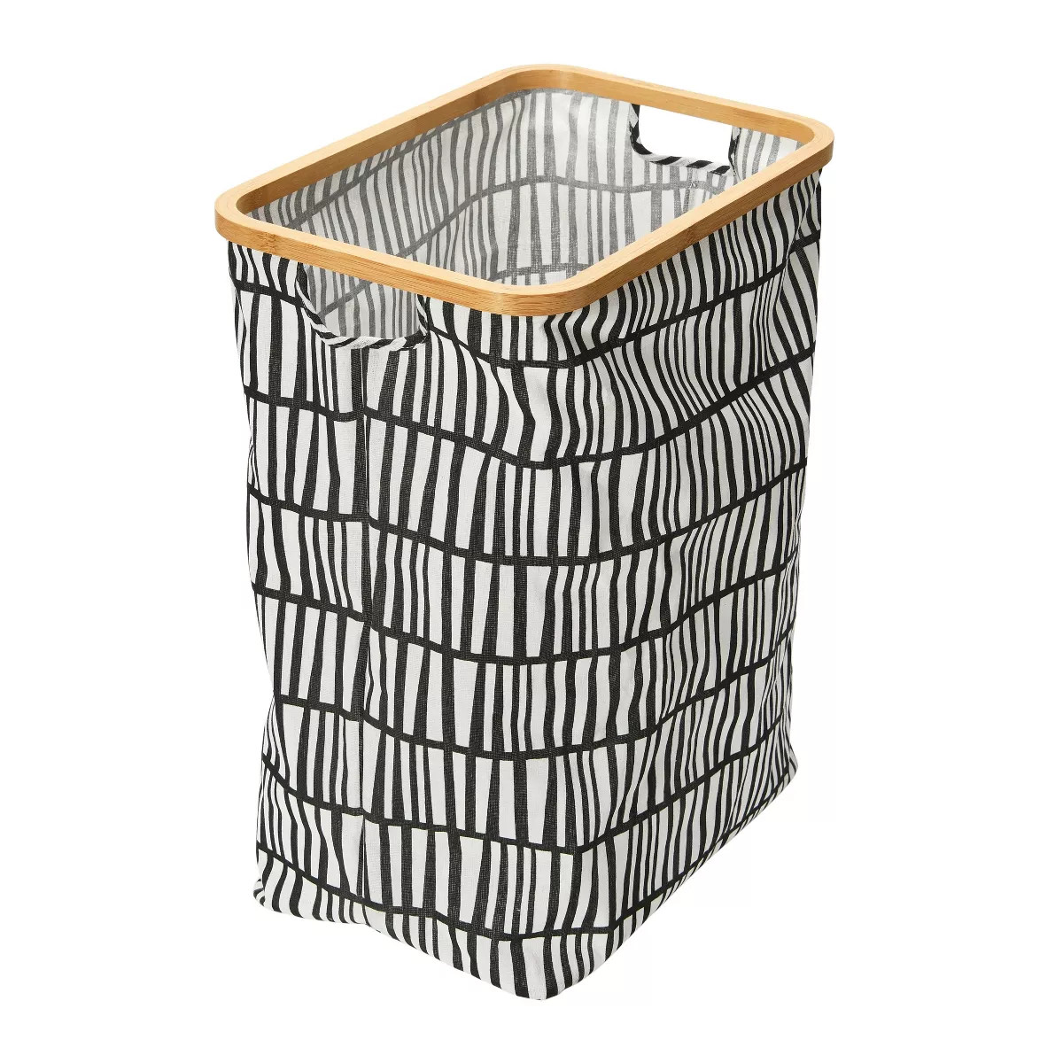Household Essentials Bamboo Rimmed Rectangular Krush Hamper Black/White | Target