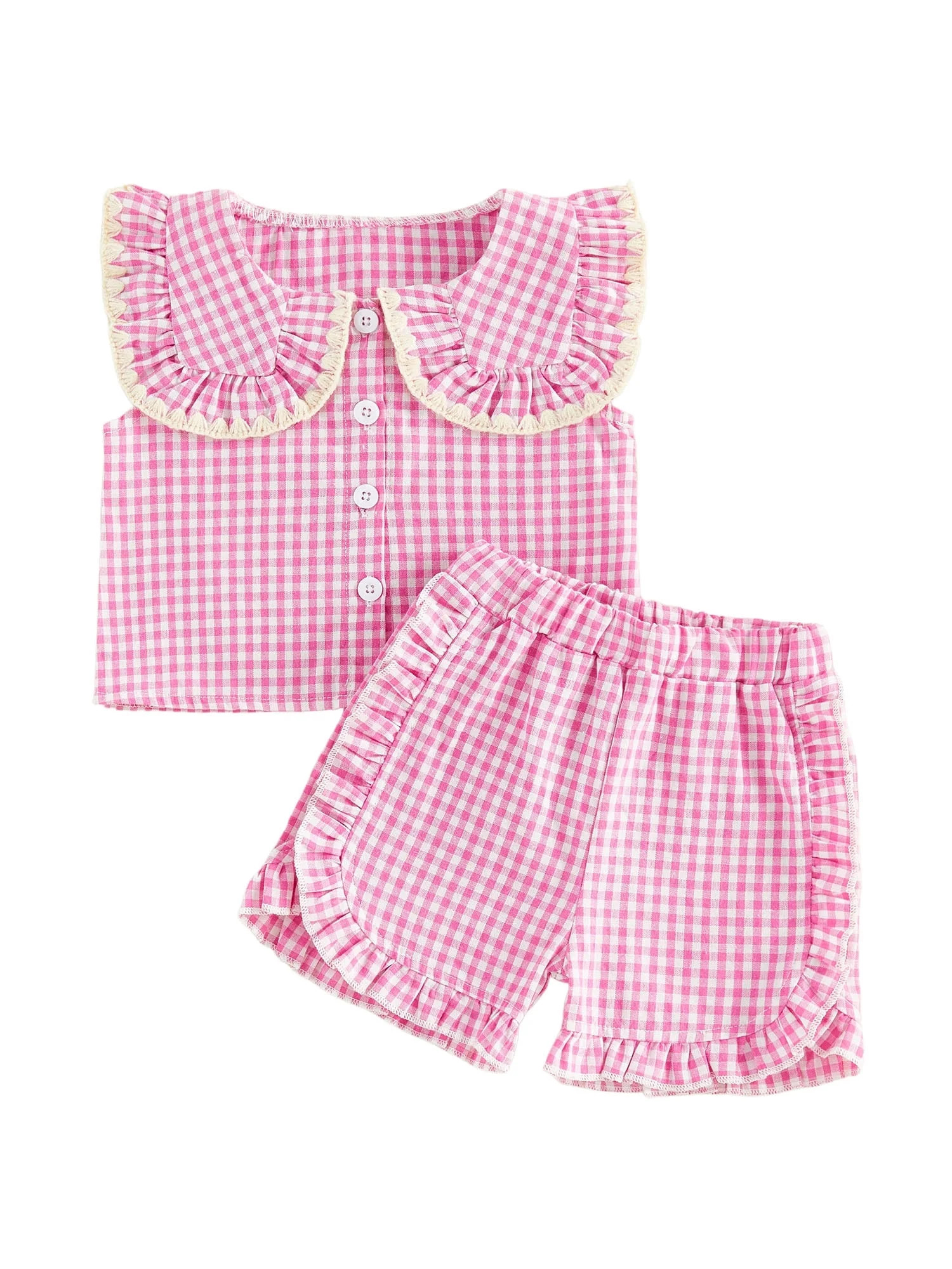 Loicainy Baby Toddler Girl Summer Outfits Plaid Clothes Set 6 12 18 24 Months 2T 3T 4T Sleeveless... | Walmart (US)
