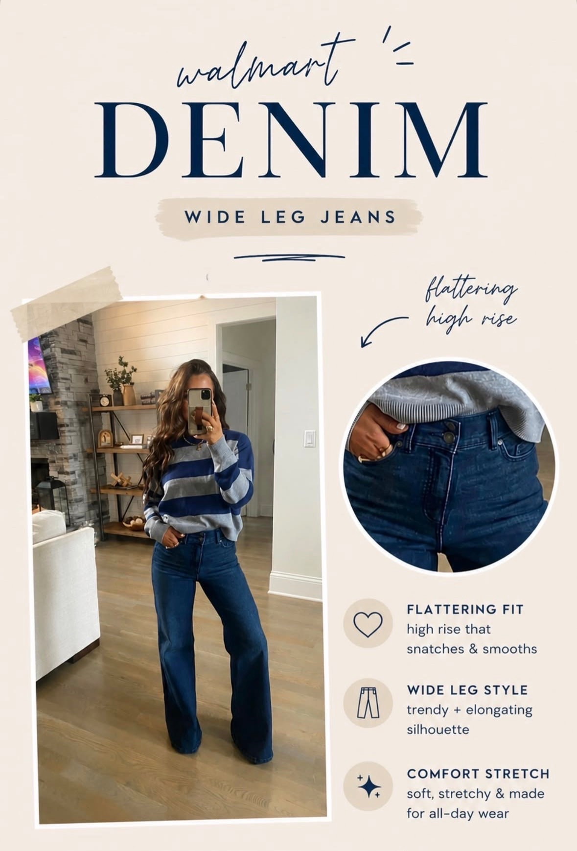 These Walmart jeans are everything 👏💙 the wide leg is so flattering and the fit is chef’s kiss 🤌 paired them with this blue striped sweater for the cutest effortless look

#LTKdayinmylife #LTKootd #LTKmomlife