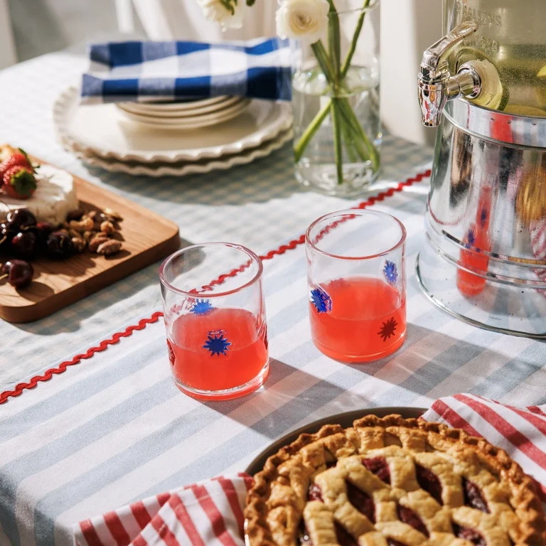 Thyme & Table 12 fl oz Red and Blue Patriotic Fireworks Charm Drinking Glasses, Set of 2 | Walmart (US)