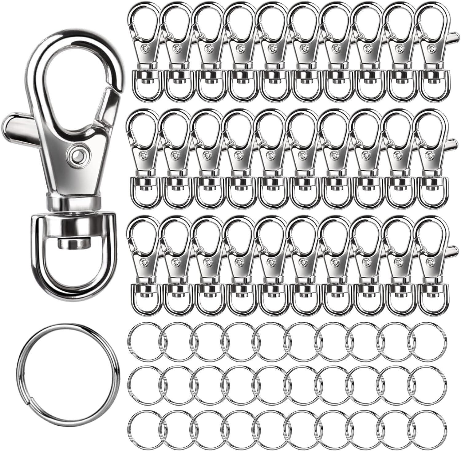 LEOBRO 60PCS Metal Swivel Snap Hooks and Key Rings, 30PCS Small Lobster Claw Keychains Clasps and... | Amazon (US)