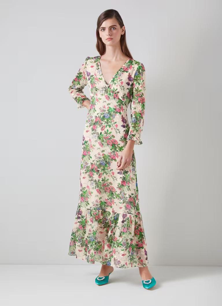 Deborah Neon Garden Print Silk-Blend Maxi Dress | L.K. Bennett (UK)