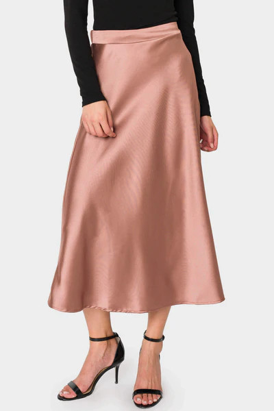Whitney Satin Midi Skirt with Side Slit | Gibson