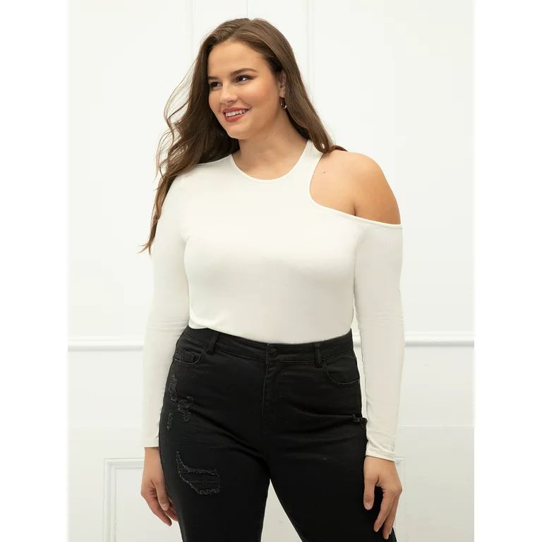 ELOQUII Elements Plus Size Cut-Out Shoulder T-Shirt | Walmart (US)