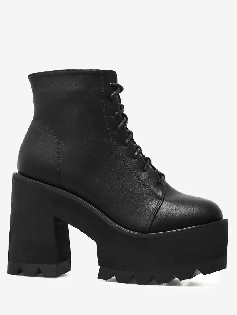 Chunky Heel  Platform Lace UP Boots | Rosegal US