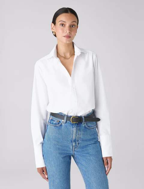 The Boyfriend Exaggerated Cuff: Fine Poplin, White | With Nothing Underneath