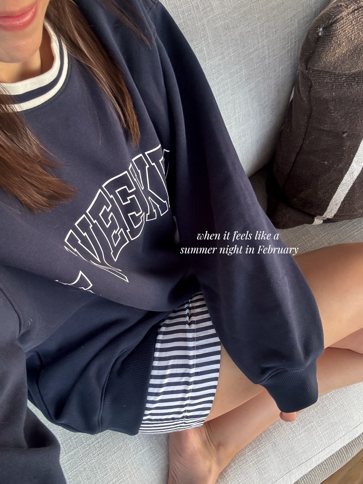 Navy striped boxer shorts ootn - now on sale!

Boxer shorts - Wearing M
Sweatshirt from Nsale last year (sold out)

#LTKootd #LTKSeasonal