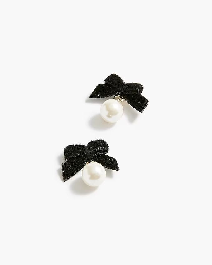 Velvet bow pearl earrings | J.Crew Factory