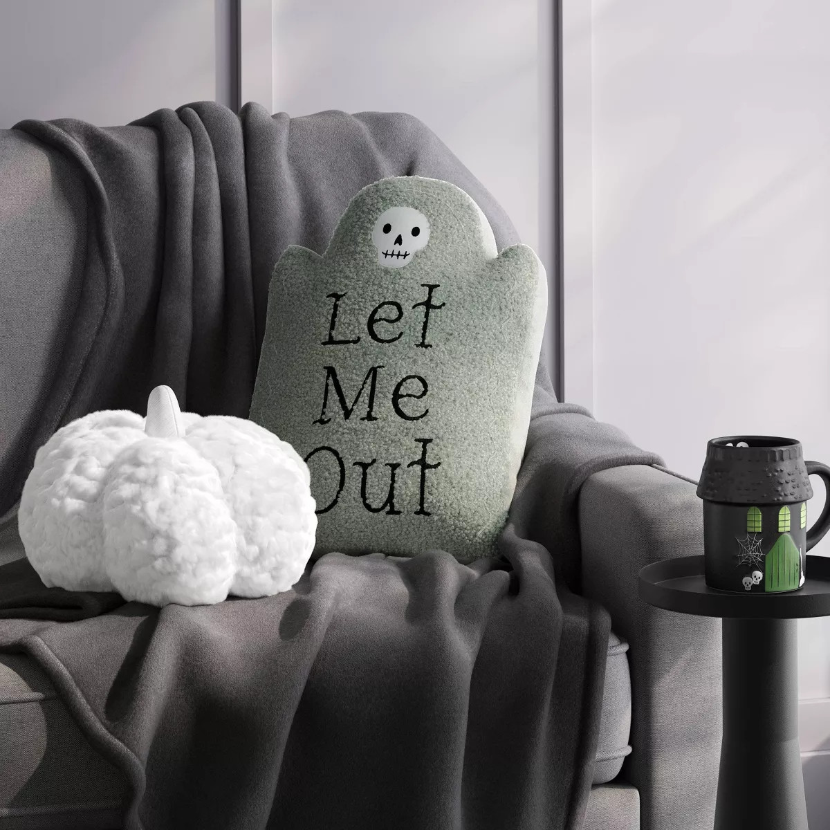 15.5"x10" Large Tombstone 'Let Me Out' Novelty Shaped Throw Pillow Green - Hyde and EEK! Boutique... | Target