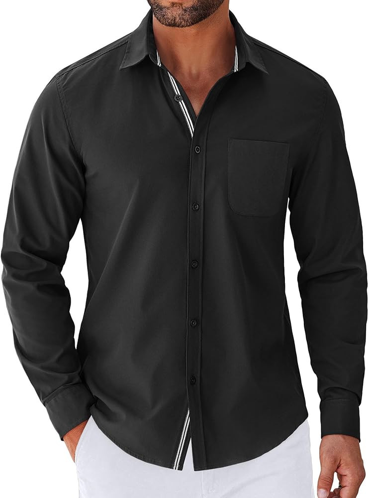 COOFANDY Men's Long Sleeve Casual Button Down Shirts Untucked Shirts for Men Regular Fit Dress Sh... | Amazon (US)